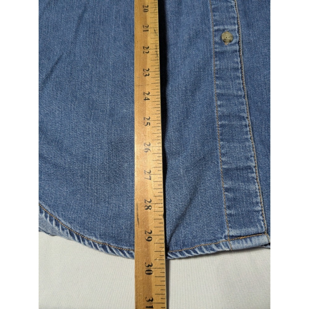 VTG 80s CALVIN KLEIN Weathered American Classic Blue Denim Shirt - Women Medium - Picture 9 of 16